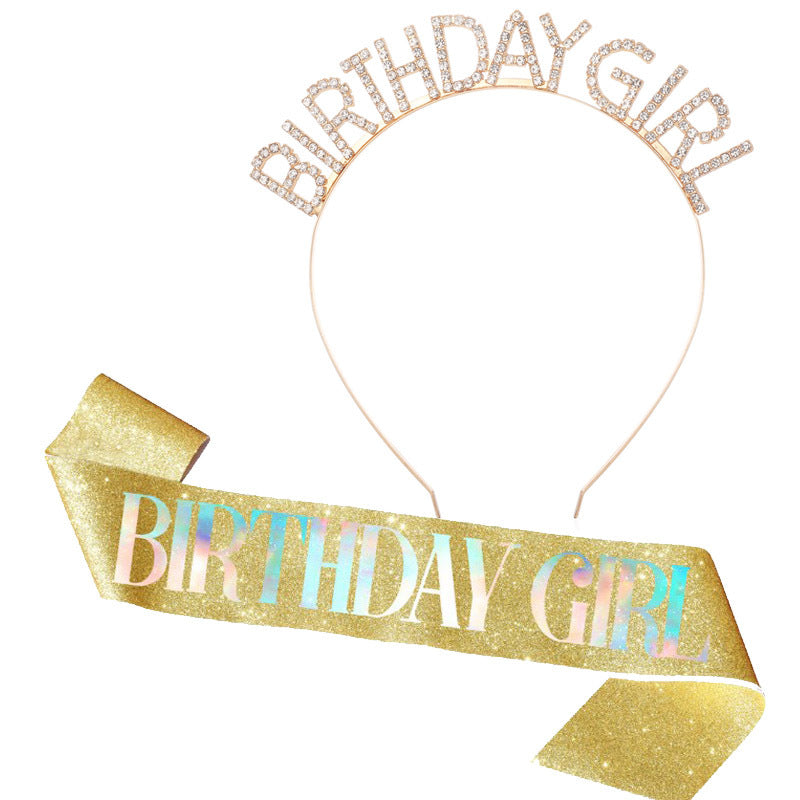 Wholesale BIRTHDAY Party Glitter Colorful Shoulder Belt Ceremony Belt Crown